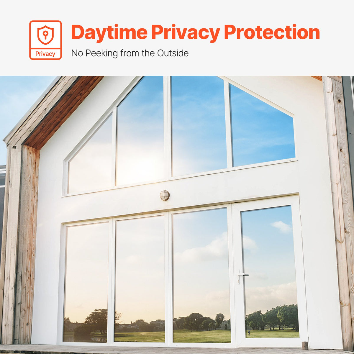 VEVOR Window Privacy Film, One Way Window Tint, Privacy Mirror Reflective Film, Sun Blocking Heat Control Glass, Self-Adhesive, See out Not in Window Film for Home and Office, Silver, 36 in x 49.3 ft - DXTSCM36INCHW5H6QV0 - view 3