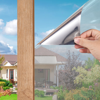 VEVOR Window Privacy Film, One Way Window Tint, Privacy Mirror Reflective Film, Sun Blocking Heat Control Glass, Self-Adhesive, See out Not in Window Film for Home and Office, Silver, 36 in x 49.3 ft - DXTSCM36INCHW5H6QV0 - view 9