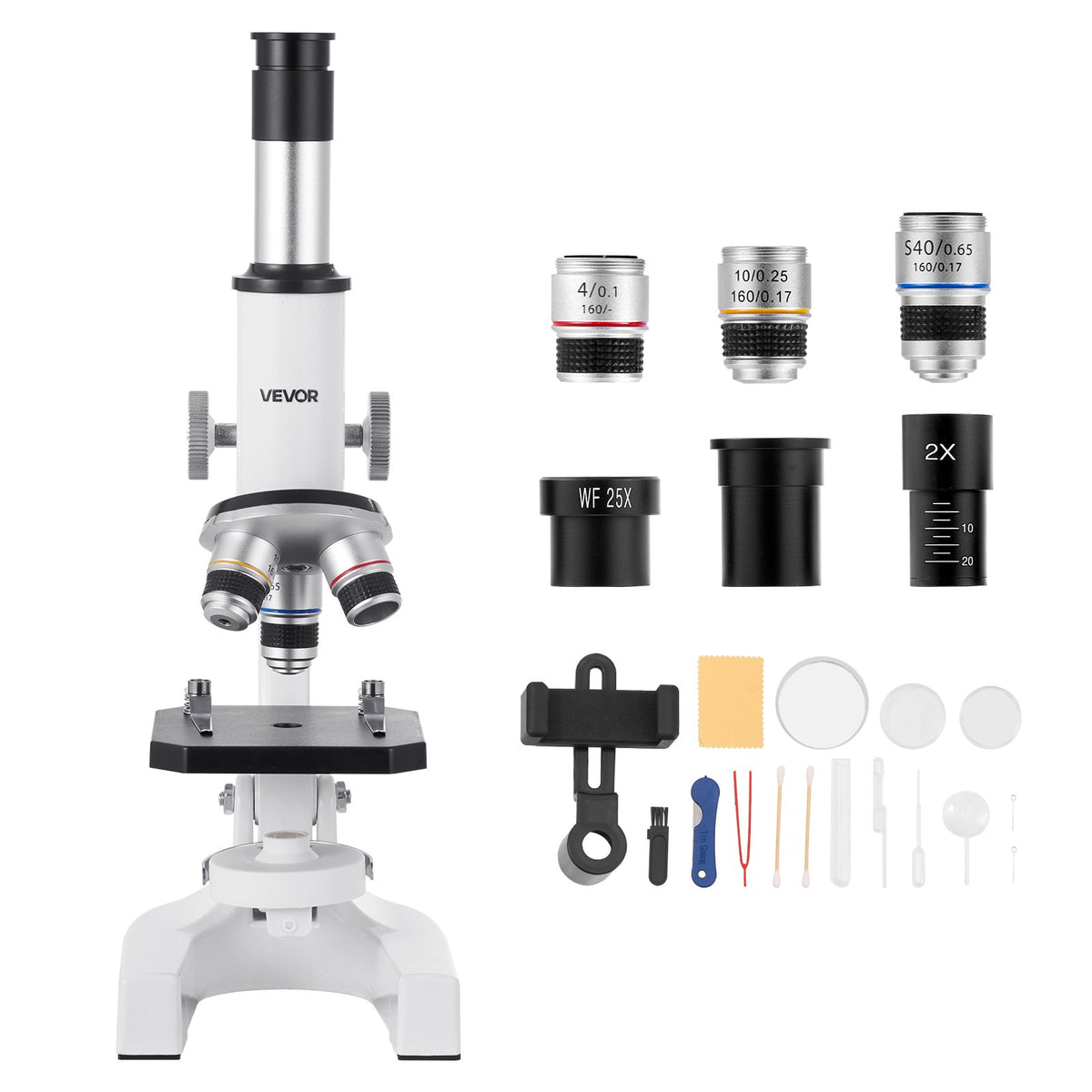 VEVOR Microscope for Kids Adults, 40X-2000X Professional Compound Microscope Mobile Phone Adapter with LED Light, for Laboratory, School, Home, Education - DXWJ4X10X40XV6Z4A001V5 - view 10