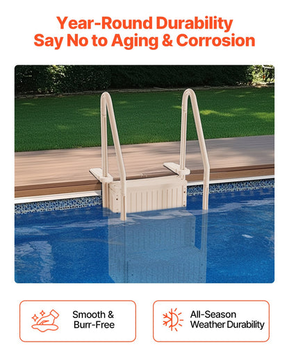 VEVOR Swimming Pool Ladder, 4-Step Double Handrails Stairs with Non-slip Heavy Duty Steps, Max Load Capacity 400 lbs, for 48-54 In Inground & Above-ground Pools of Any Decking Surface, Taupe - DXYCTLTSFSSL7S7BSV0 - view 6