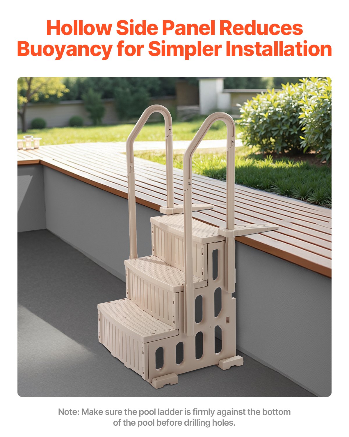 VEVOR Swimming Pool Ladder, 3-Step Double Handrails Stairs with Non-slip Heavy Duty Steps, Max Load Capacity 400 lbs, for 36-48 Inch Inground & Above-ground Pools of Any Decking Surface, Taupe - DXYCTLTSFSSLFPJ4ZV0 - view 5