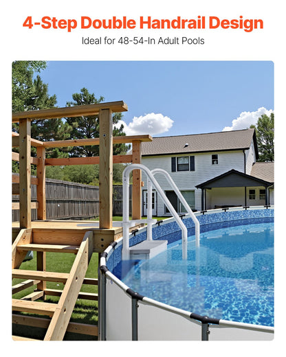 VEVOR Swimming Pool Ladder, 4-Step Double Handrails Stairs with Non-slip Heavy Duty Steps, Reliable 400 lbs Max Load Capacity, for 48-54 In Inground & Above-ground Pools of Any Decking Surface, Grey - DXYCTLTSFSSLS1J0IV0 - view 3