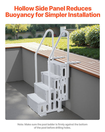 VEVOR Swimming Pool Ladder, 4-Step Double Handrails Stairs with Non-slip Heavy Duty Steps, Reliable 400 lbs Max Load Capacity, for 48-54 In Inground & Above-ground Pools of Any Decking Surface, Grey - DXYCTLTSFSSLS1J0IV0 - view 5