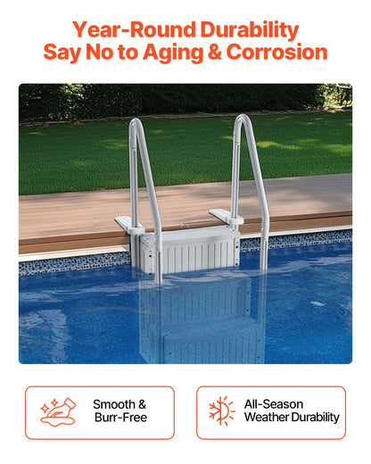 VEVOR Swimming Pool Ladder, 4-Step Double Handrails Stairs with Non-slip Heavy Duty Steps, Reliable 400 lbs Max Load Capacity, for 48-54 In Inground & Above-ground Pools of Any Decking Surface, Grey - DXYCTLTSFSSLS1J0IV0 - view 6