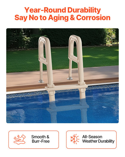 VEVOR Swimming Pool Ladder, Inclined 5-Step Double Handrails Stair, Non-slip Heavy Duty Step, Load Capacity 300 lb, for 48-54" Inground & Above-ground Pools of Any Deck Surface Indoor & Outdoor, Taupe - DXYCTTBGGSLHJ6UMVV0 - view 6