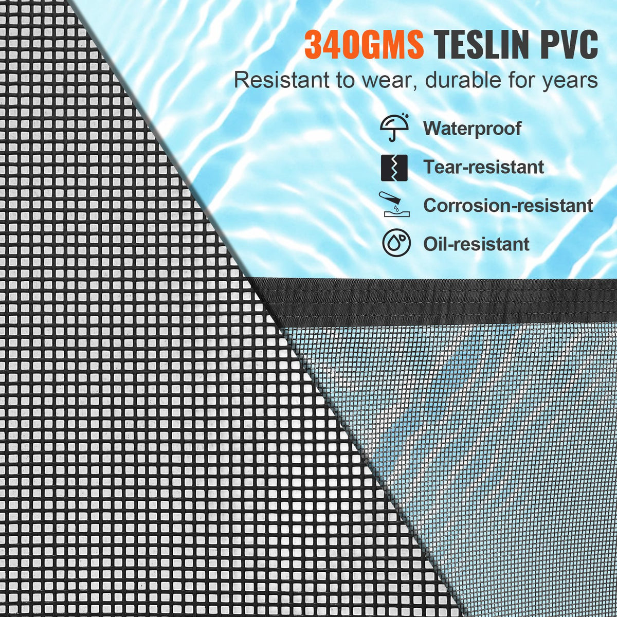 VEVOR Pool Fence, 4 x 12 FT Pool Fences for Inground Pools, Removable Child Safety Pool Fencing, Easy DIY Installation Swimming Pool Fence, 340gms Teslin PVC Pool Fence Mesh Protects Kids and Pets - DXYCWL412FTH374E1V0 - view 5