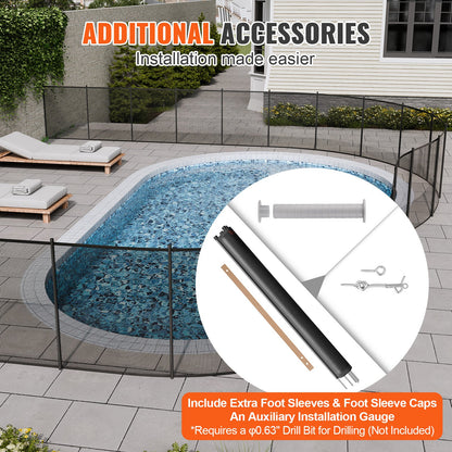VEVOR Pool Fence, 4 x 12 FT Pool Fences for Inground Pools, Removable Child Safety Pool Fencing, Easy DIY Installation Swimming Pool Fence, 340gms Teslin PVC Pool Fence Mesh Protects Kids and Pets - DXYCWL412FTH374E1V0 - view 7