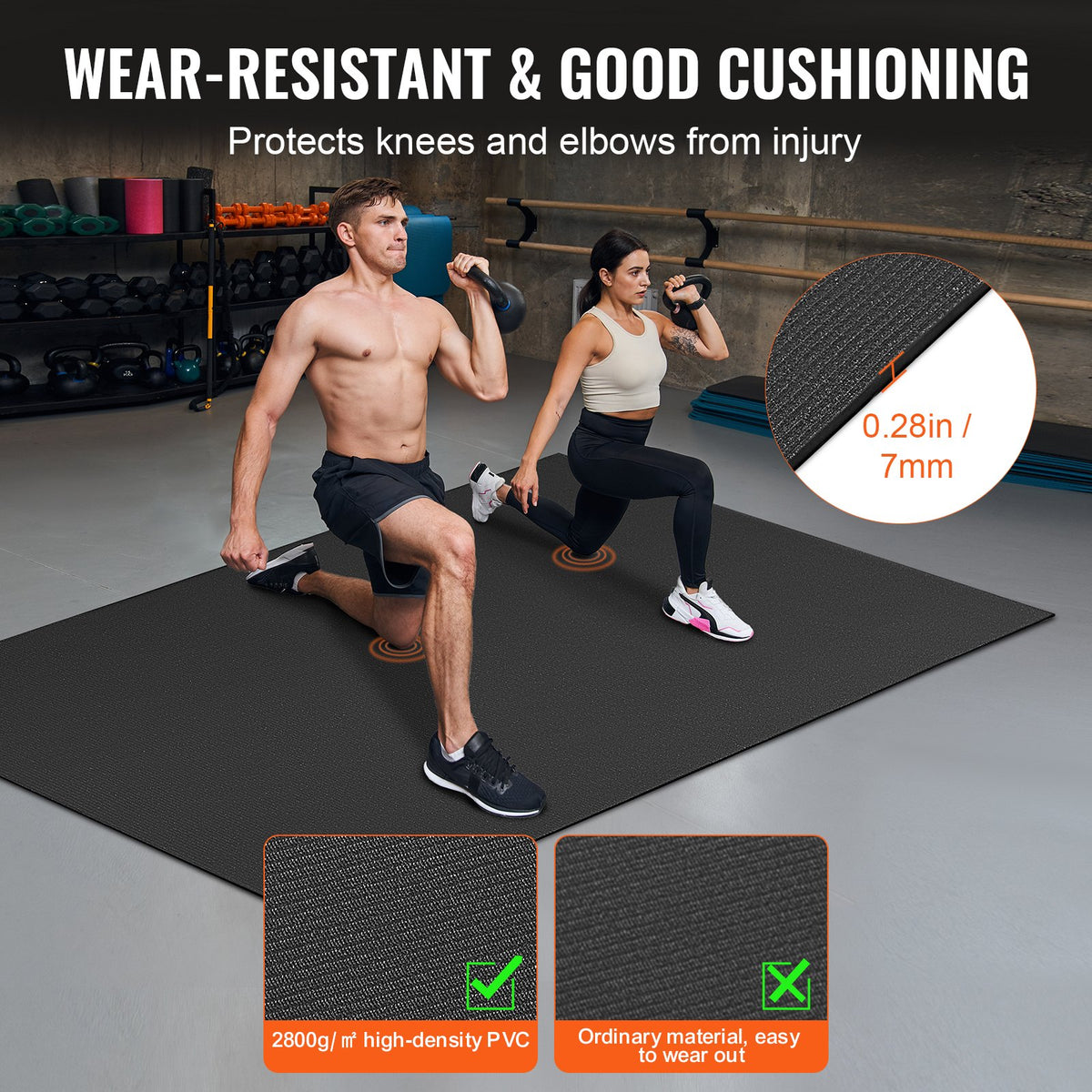 VEVOR Exercise Mat, Non Slip High Density Premium Yoga Mat, Exercise Yoga Mat for Men & Women, Fitness & Exercise Mat with Bag & Carry Strap, for All Types of Home Yoga, Pilate & Floor Workout (6x4ft) - DXYJD4YC6YC0WR5E5V0 - view 5