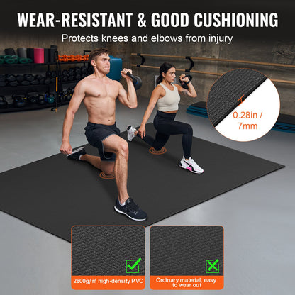 VEVOR Exercise Mat, Non Slip High Density Premium Yoga Mat, Exercise Yoga Mat for Men & Women, Fitness & Exercise Mat with Bag & Carry Strap, for All Types of Home Yoga, Pilate & Floor Workout (6x4ft) - DXYJD4YC6YC0WR5E5V0 - view 5