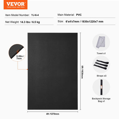 VEVOR Exercise Mat, Non Slip High Density Premium Yoga Mat, Exercise Yoga Mat for Men & Women, Fitness & Exercise Mat with Bag & Carry Strap, for All Types of Home Yoga, Pilate & Floor Workout (6x4ft) - DXYJD4YC6YC0WR5E5V0 - view 8