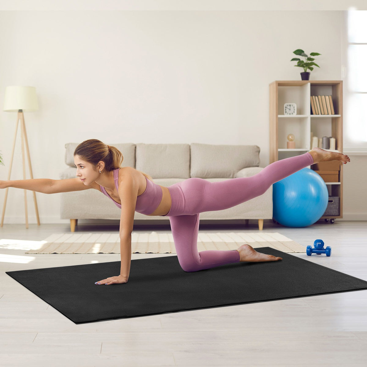VEVOR Exercise Mat, Non Slip High Density Premium Yoga Mat, Exercise Yoga Mat for Men & Women, Fitness & Exercise Mat with Bag & Carry Strap, for All Types of Home Yoga, Pilate & Floor Workout (7x5ft) - DXYJD5YC7YC0J4PNRV0 - view 9