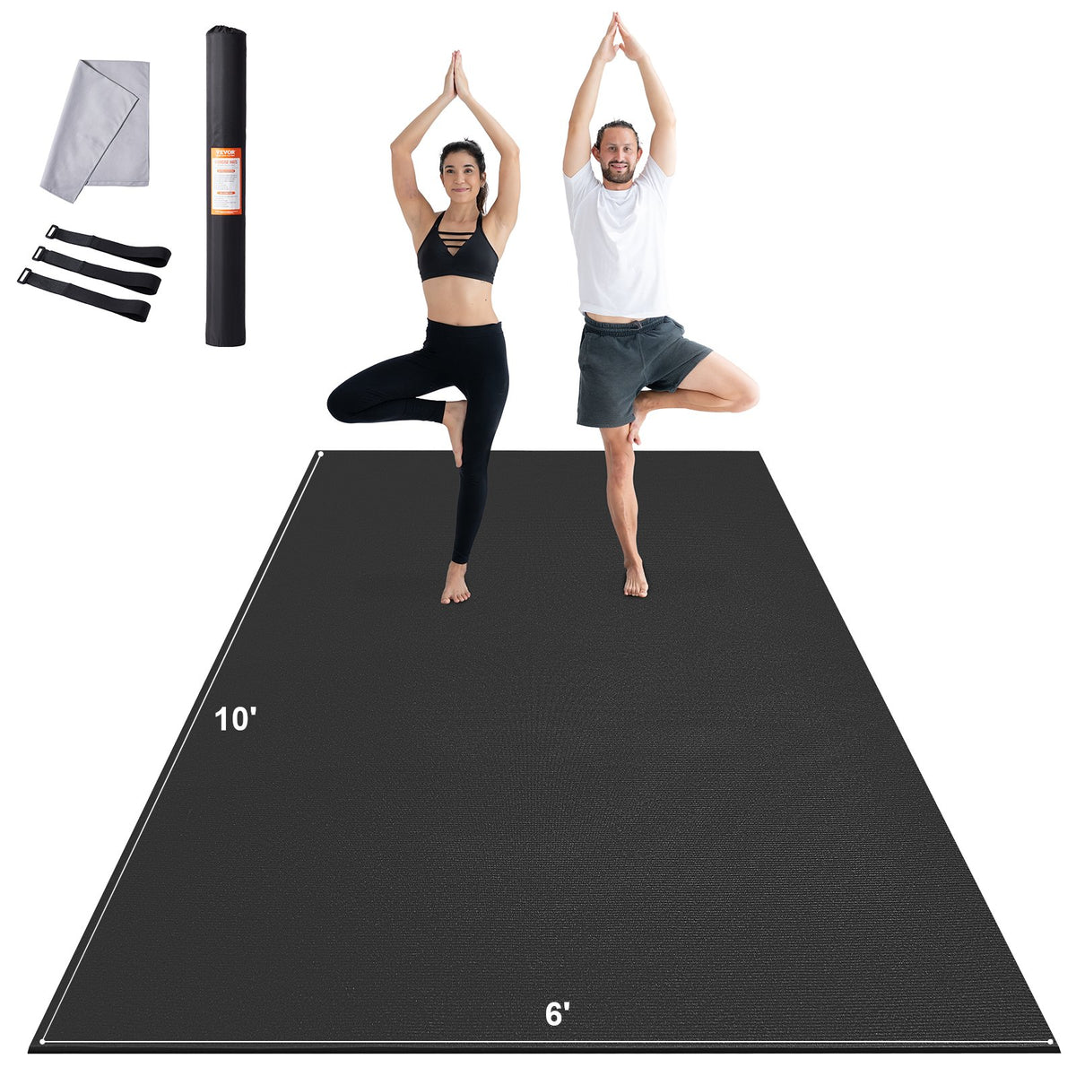 VEVOR Exercise Mat, Non Slip High Density Premium Yoga Mat, Exercise Yoga Mat for Men Women, Fitness & Exercise Mat with Bag & Carry Strap, for All Types of Home Yoga, Pilate & Floor Workout (10x6ft) - DXYJD6YC10YCV2K3FV0 - view 1