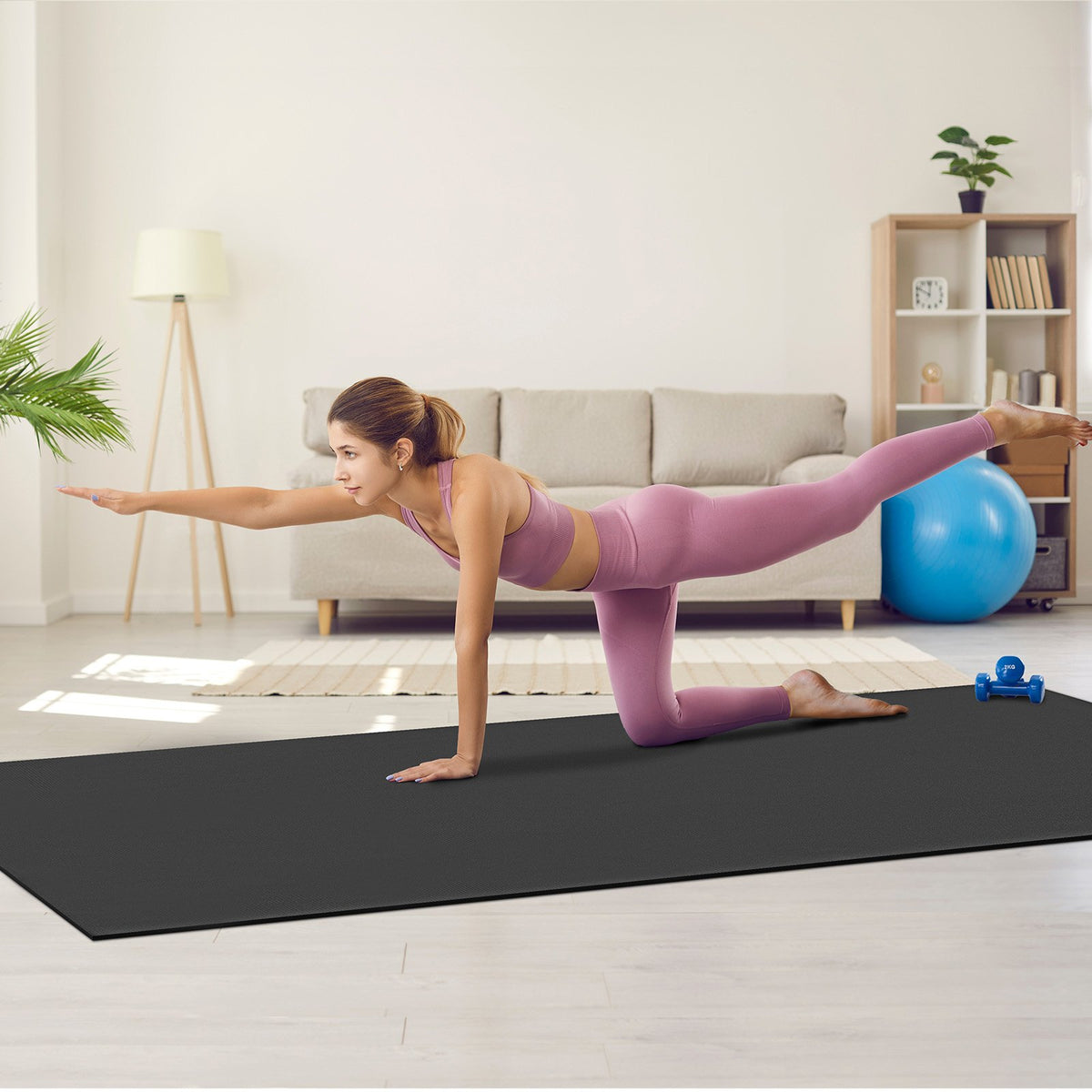 VEVOR Exercise Mat, Non Slip High Density Premium Yoga Mat, Exercise Yoga Mat for Men Women, Fitness & Exercise Mat with Bag & Carry Strap, for All Types of Home Yoga, Pilate & Floor Workout (10x6ft) - DXYJD6YC10YCV2K3FV0 - view 9