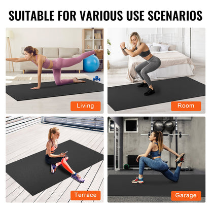 VEVOR Exercise Mat, Non Slip High Density Premium Yoga Mat, Exercise Yoga Mat for Men & Women, Fitness & Exercise Mat with Bag & Carry Strap, for All Types of Home Yoga, Pilate & Floor Workout (8x6ft) - DXYJD6YC8YC0B74WBV0 - view 7