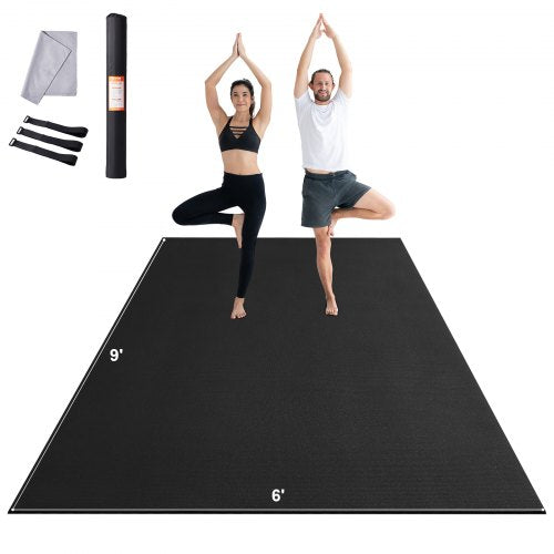 VEVOR Exercise Mat, Non Slip High Density Premium Yoga Mat, Exercise Yoga Mat for Men & Women, Fitness & Exercise Mat with Bag & Carry Strap, for All Types of Home Yoga, Pilate & Floor Workout (9x6ft) - DXYJD6YC9YC0WPD6YV0 - view 2