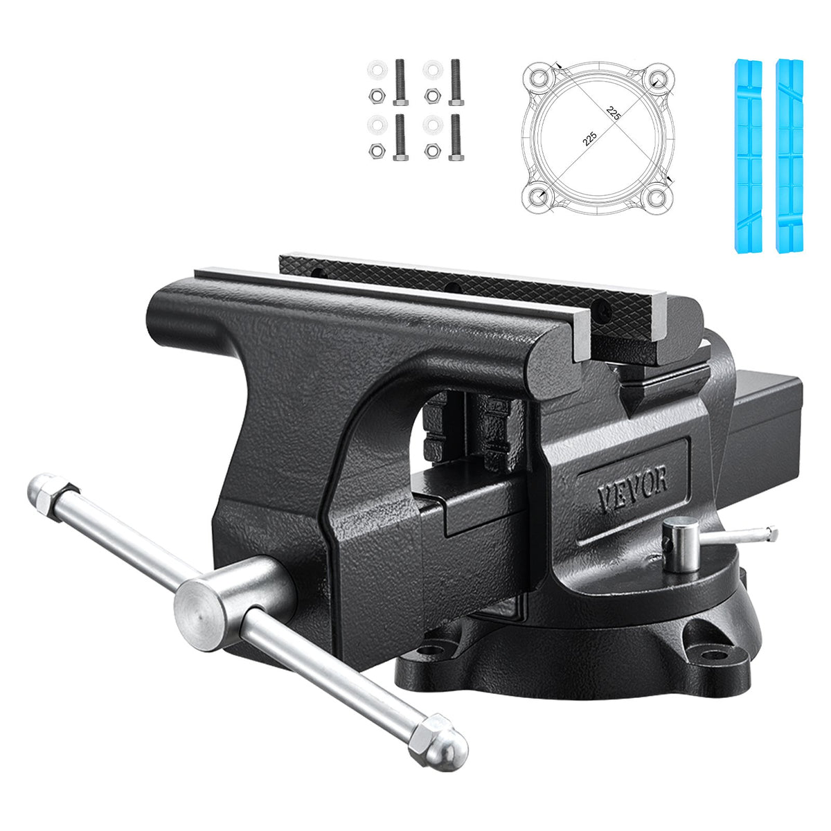 VEVOR Heavy Duty Bench Vise, 10" Jaw Width, Multi-Purpose Ductile Iron Bench Vise with Anvil and 360-Degree Locking Swivel Base, 4.3" Throat Depth, 10" Max Jaw Opening, for Drilling, Pipe Cutting - DXZSDGNTQ10IR5YII001V0 - view 1