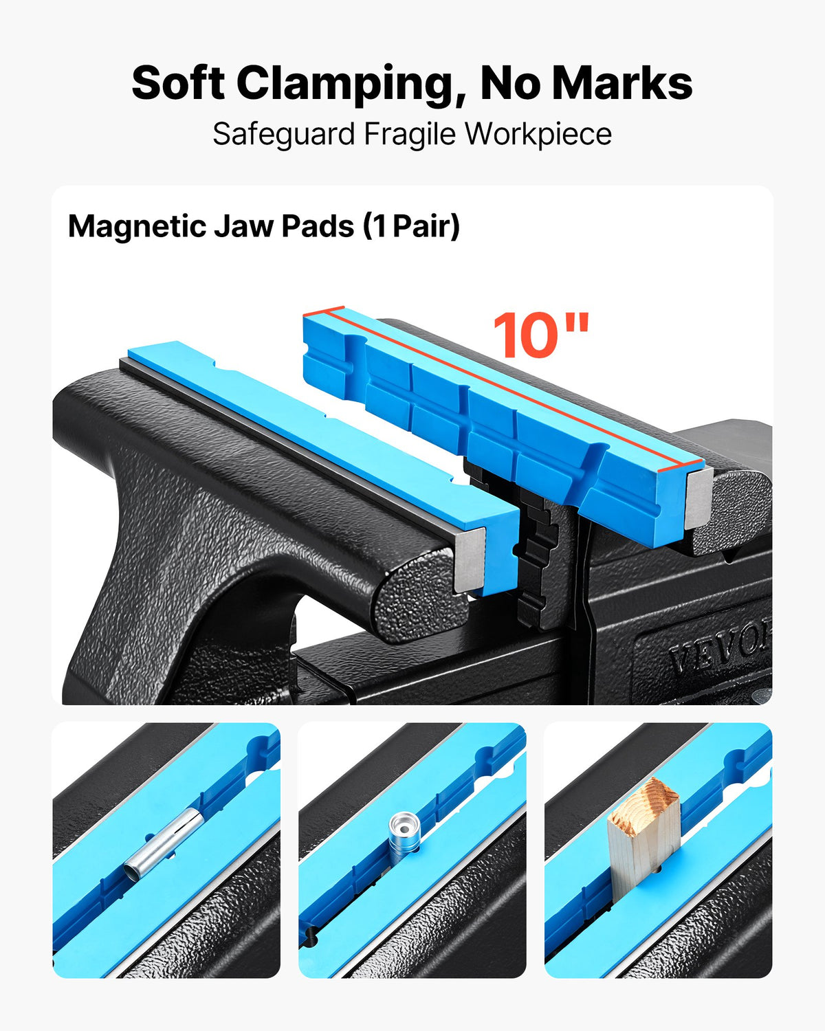 VEVOR Heavy Duty Bench Vise, 10" Jaw Width, Multi-Purpose Ductile Iron Bench Vise with Anvil and 360-Degree Locking Swivel Base, 4.3" Throat Depth, 10" Max Jaw Opening, for Drilling, Pipe Cutting - DXZSDGNTQ10IR5YII001V0 - view 6