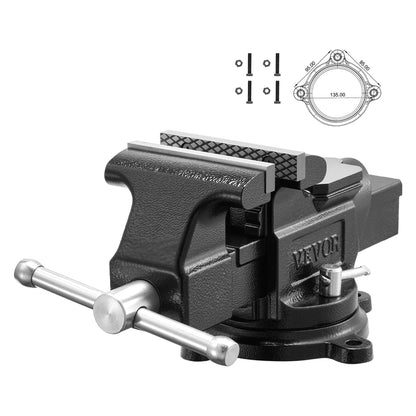 VEVOR Heavy Duty Bench Vise, 4" Jaw Width, Multi-Purpose Ductile Iron Bench Vise with Anvil and 360-Degree Locking Swivel Base, 2.24" Throat Depth, 4.7" Max Jaw Opening, for Drilling, Pipe Cutting - DXZSDGNTQ4INR4MN8001V0 - view 1