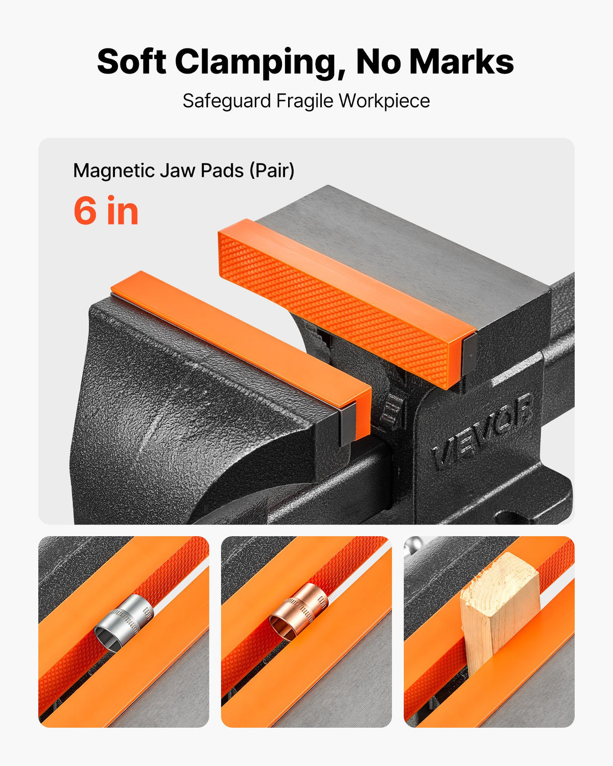 VEVOR Truck Hitch Vise, 6" Jaw Width, Heavy Duty Ductile Iron Bench Vise with Anvil, 1 Pair Magnetic Jaw Pads, Pin, 3.54" Throat Depth, 5.6" Max Jaw Opening, Multi-Purpose, for Truck Trailer Receiver - DXZSDGNTQ6IN8XU3P001V0 - view 6
