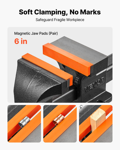 VEVOR Truck Hitch Vise, 6" Jaw Width, Heavy Duty Ductile Iron Bench Vise with Anvil, 1 Pair Magnetic Jaw Pads, Pin, 3.54" Throat Depth, 5.6" Max Jaw Opening, Multi-Purpose, for Truck Trailer Receiver - DXZSDGNTQ6IN8XU3P001V0 - view 6