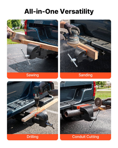 VEVOR Truck Hitch Vise, 6" Jaw Width, Heavy Duty Ductile Iron Bench Vise with Anvil, 1 Pair Magnetic Jaw Pads, Pin, 3.54" Throat Depth, 5.6" Max Jaw Opening, Multi-Purpose, for Truck Trailer Receiver - DXZSDGNTQ6IN8XU3P001V0 - view 7