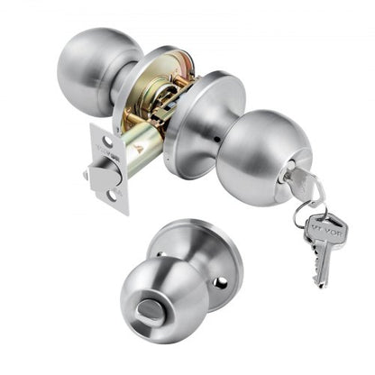VEVOR Keyed Entry Door Knob, Satin Nickel Door Knob with Round Ball, Keyed Exterior & Thumb Turn Lock Interior, All Metal Doorknobs Hardware with Lock and Keys, Modern Design for Bedroom & Bathroom - DYCMBSDMN1G06W78F001V0 - view 2