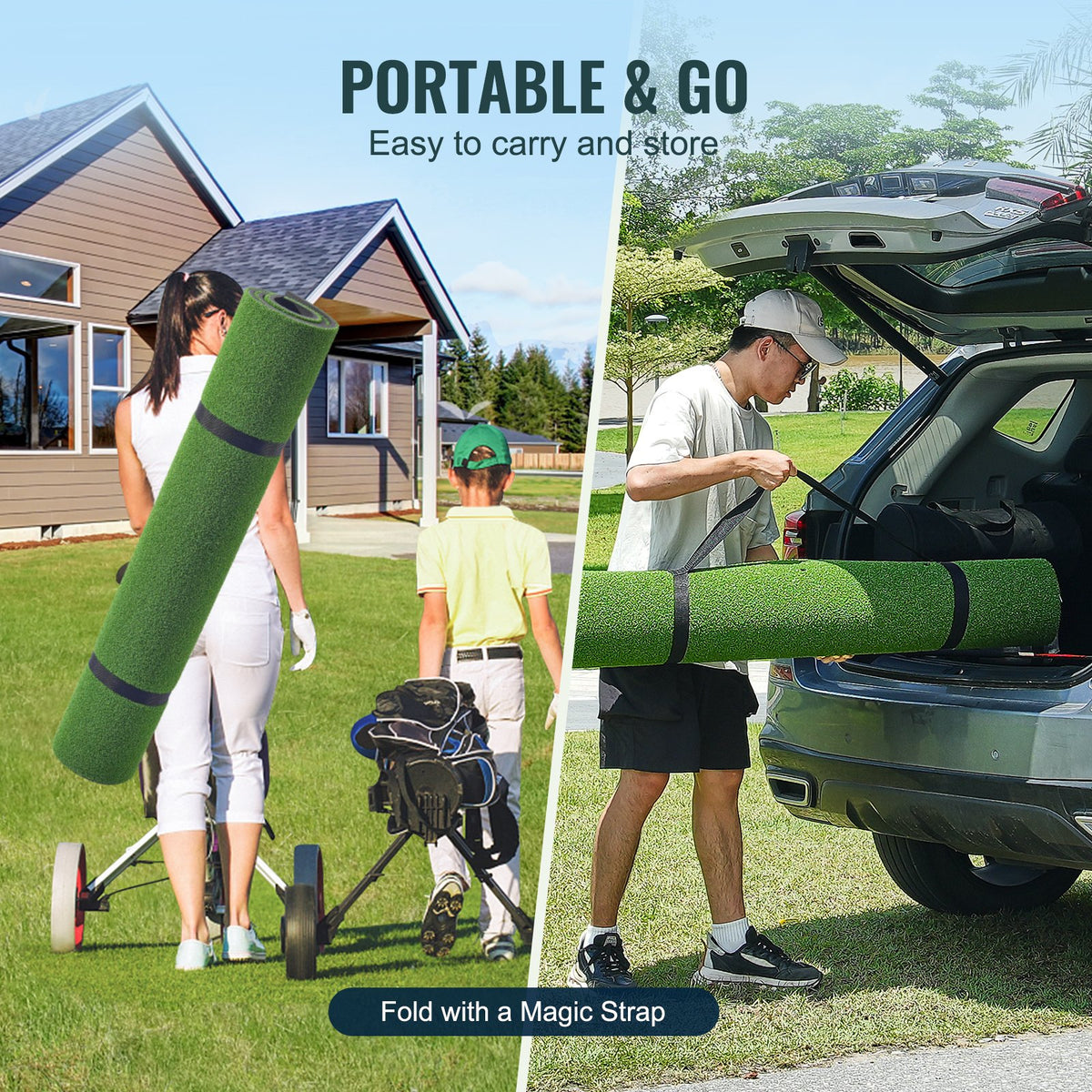 VEVOR Golf Hitting Mat, 5x4ft Artificial Turf Golf Hitting Mat, Golf Hitting Training Aids with 6 Golf Tees, Golf Practice Hitting Mat for Backyard Driving Indoor Outdoor Training - DYJQDDYJQD5XZ0D54V0 - view 6