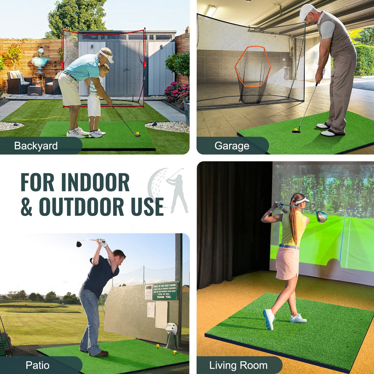 VEVOR Golf Hitting Mat, 5x4ft Artificial Turf Golf Hitting Mat, Golf Hitting Training Aids with 6 Golf Tees, Golf Practice Hitting Mat for Backyard Driving Indoor Outdoor Training - DYJQDDYJQD5XZ0D54V0 - view 8