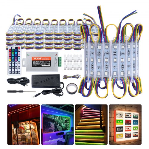 VEVOR 80PCS LED Storefront Lights, 41 ft, LED Module Lights, 5050 SMD 3-LED RGB Color Changing Window Lights with Remote Control for Business Store Window Advertising Letter Signs, IP68 Waterproof - DYKDMMKD5050A5XWPV1 - view 2