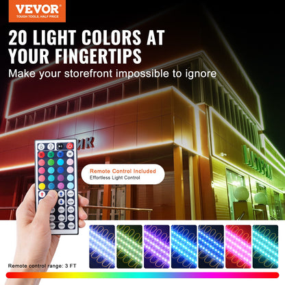 VEVOR 80PCS LED Storefront Lights, 41 ft, LED Module Lights, 5050 SMD 3-LED RGB Color Changing Window Lights with Remote Control for Business Store Window Advertising Letter Signs, IP68 Waterproof - DYKDMMKD5050A5XWPV1 - view 3