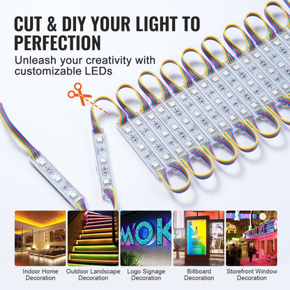VEVOR 80PCS LED Storefront Lights, 41 ft, LED Module Lights, 5050 SMD 3-LED RGB Color Changing Window Lights with Remote Control for Business Store Window Advertising Letter Signs, IP68 Waterproof - DYKDMMKD5050A5XWPV1 - view 4