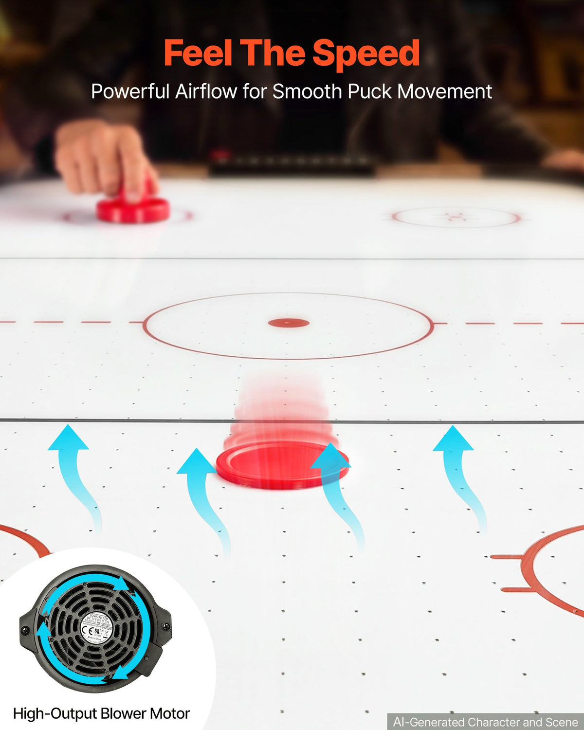 VEVOR 54" Air Hockey Table with Electronic Scorer & High-powered Blower, for Family Game Room, Basements and Home Air Powered Hockey Arcade Game Table Set with Pushers & Pucks, Stable Leg - DYKQGQZ54INCI82WC001V1 - view 4