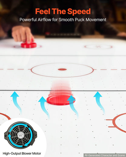VEVOR 54" Air Hockey Table with Electronic Scorer & High-powered Blower, for Family Game Room, Basements and Home Air Powered Hockey Arcade Game Table Set with Pushers & Pucks, Stable Leg - DYKQGQZ54INCI82WC001V1 - view 4