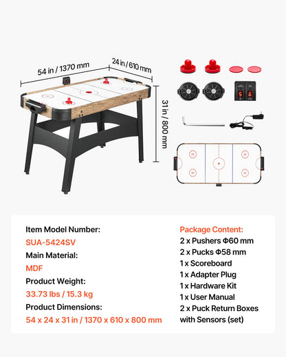 VEVOR 54" Air Hockey Table with Electronic Scorer & High-powered Blower, for Family Game Room, Basements and Home Air Powered Hockey Arcade Game Table Set with Pushers & Pucks, Stable Leg - DYKQGQZ54INCI82WC001V1 - view 8