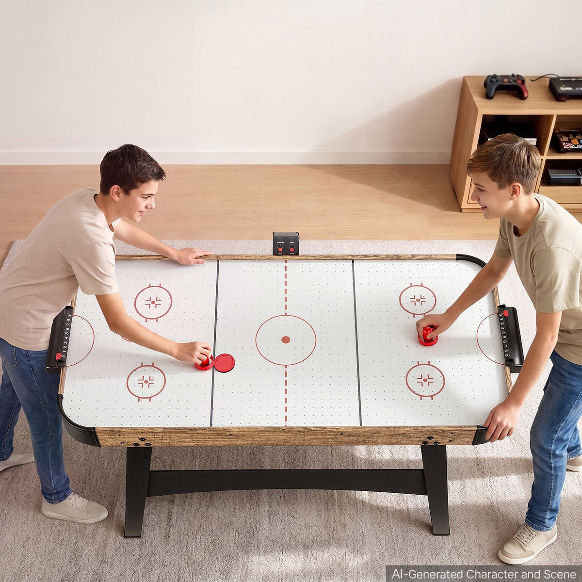 VEVOR 54" Air Hockey Table with Electronic Scorer & High-powered Blower, for Family Game Room, Basements and Home Air Powered Hockey Arcade Game Table Set with Pushers & Pucks, Stable Leg - DYKQGQZ54INCI82WC001V1 - view 9