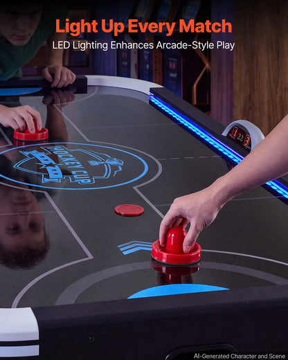 VEVOR 72" Air Hockey Table with LED Lights & Electronic Scorer, for Family Game Room, Basements and Home, Air Powered Hockey Arcade Game Table Set with High-powered Blower, Stable Leg - DYKQGQZ72INCE7307001V1 - view 5