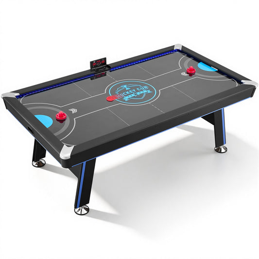 VEVOR 89" Air Hockey Table with LED Lights & Electronic Scorer, for Family Game Room, Basements, Home, Air Powered Hockey Arcade Game Table Set with High-powered Blower, Stable H-shaped Leg - DYKQGQZ89INCCENSK001V1 - view 1