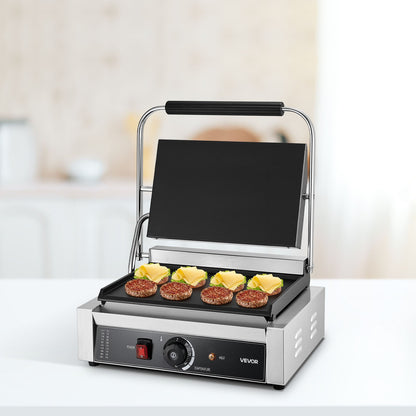 VEVOR Commercial Panini Grill, 1800W Electric Sandwich Panini Maker, Stainless Steel Sandwichs Press Grill with Handle and Temp Control, 13.5x9.3 in Full Flat Enamel Plate, for Hamburger Steak Bacon - DYYBDBL139YCMVTHB002V1 - view 9