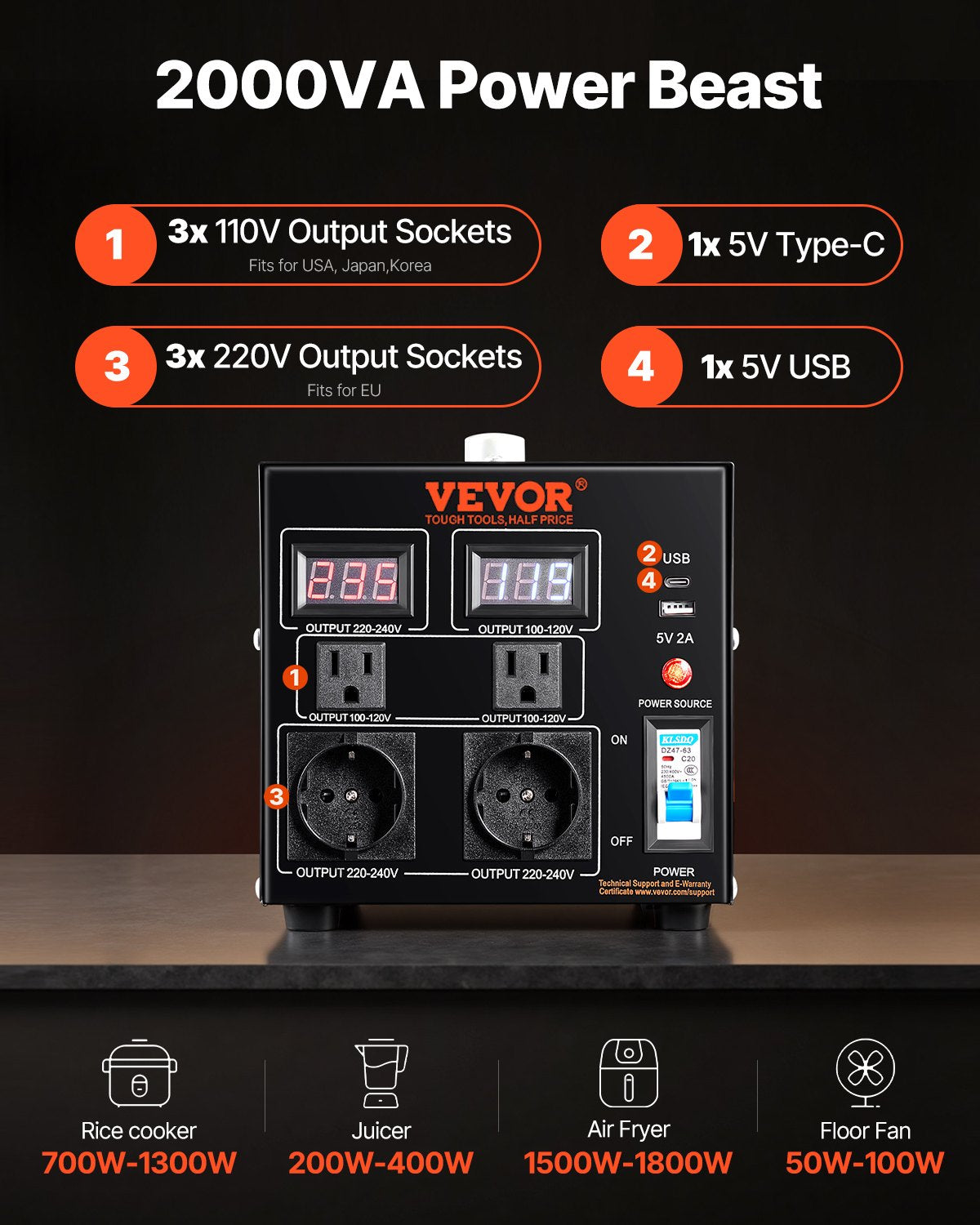 VEVOR Voltage Converter Transformer