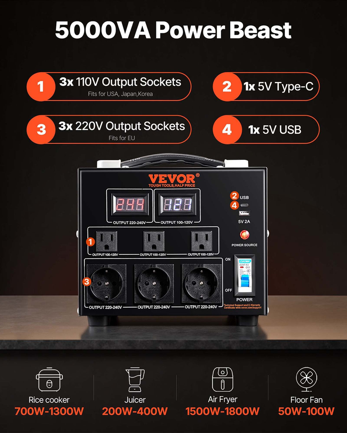 VEVOR Voltage Converter Transformer