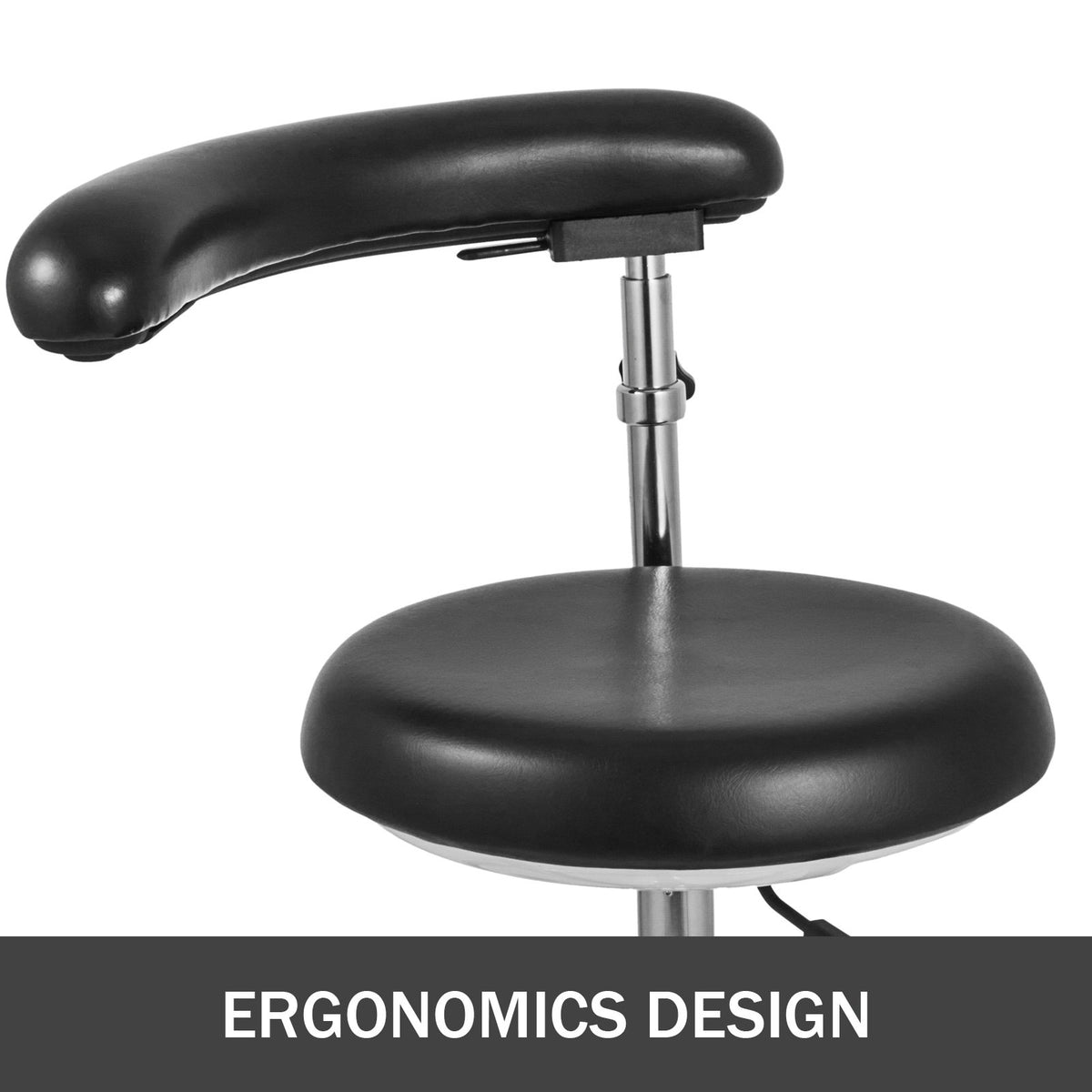 VEVOR Medical Dental Stool Dentist Chair with 360 Degree Rotation Armrest PU Leather Assistant Stool Chair Height Adjustable Doctor Chair - DZBLACKWKBHXSTZY1V0 - view 2