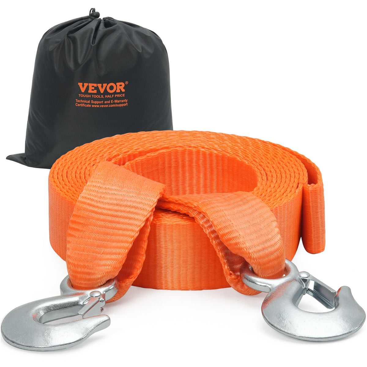 VEVOR ATV Tow Strap with Hooks, 2-inch x 20-foot, 17000 lbs Capacity, Durable Recovery Rope with Security Hooks for Trucks and Vehicles, Essential Towing Accessory for Roadside Assistance - DZDL2IN20FTCRJ6IZV0 - view 1