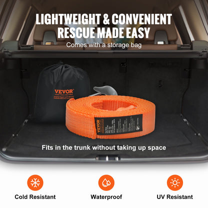 VEVOR ATV Tow Strap with Hooks, 2-inch x 20-foot, 17000 lbs Capacity, Durable Recovery Rope with Security Hooks for Trucks and Vehicles, Essential Towing Accessory for Roadside Assistance - DZDL2IN20FTCRJ6IZV0 - view 6