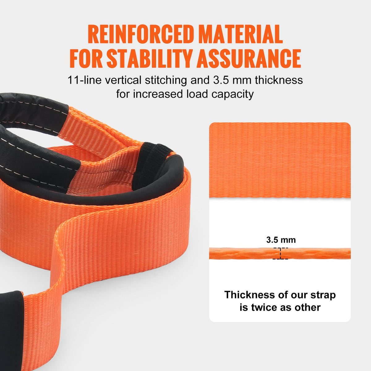 VEVOR Heavy Duty Tow Strap Recovery Kit 3" x 20 ft (MBS-36,000 lbs) Tree Saver Winch Strap, Triple Reinforced Loop & Protective Sleeves & Storage Bag , 3/4" D-Ring Shackles, for Truck Jeep SUV ATV - DZDL3IN20FTC4ICX8V0 - view 4