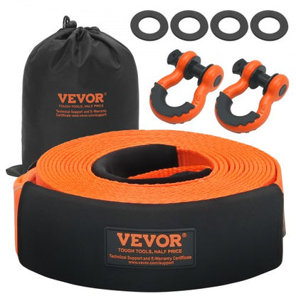 VEVOR Heavy Duty Tow Strap Recovery Kit 3" x 30 ft (MBS-36,000 lbs) Tree Saver Winch Strap, Triple Reinforced Loop & Protective Sleeves & Storage Bag , 3/4" D-Ring Shackles, for Truck Jeep SUV ATV - DZDL3IN30FTJG2LACV0 - view 2