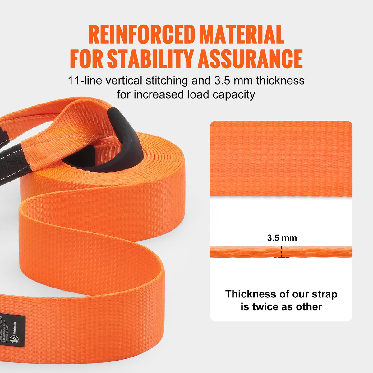 VEVOR Heavy Duty Tow Strap Recovery Kit 3" x 30 ft (MBS-36,000 lbs) Tree Saver Winch Strap, Triple Reinforced Loop & Protective Sleeves & Storage Bag , 3/4" D-Ring Shackles, for Truck Jeep SUV ATV - DZDL3IN30FTJG2LACV0 - view 4