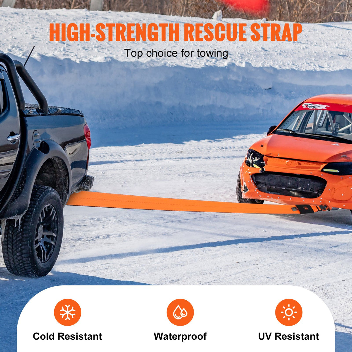 VEVOR Recovery Tow Strap 4" x 30', 46,500 lbs Break Strength, Triple Reinforced Loop Straps, Tree Saver, Off Road Towing and Recovery, Extreme Weather Resistance, Protective Sleeves & Storage Bag - DZDL4IN30FTC67B2XV0 - view 6