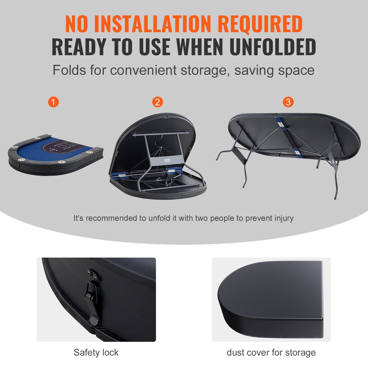 VEVOR Folding Poker Table Top - Select Your Configuration - DZDTZDPKPZ105FRSBV0 - view 3