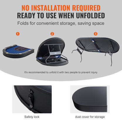VEVOR Folding Poker Table Top - Select Your Configuration - DZDTZDPKPZ105FRSBV0 - view 3