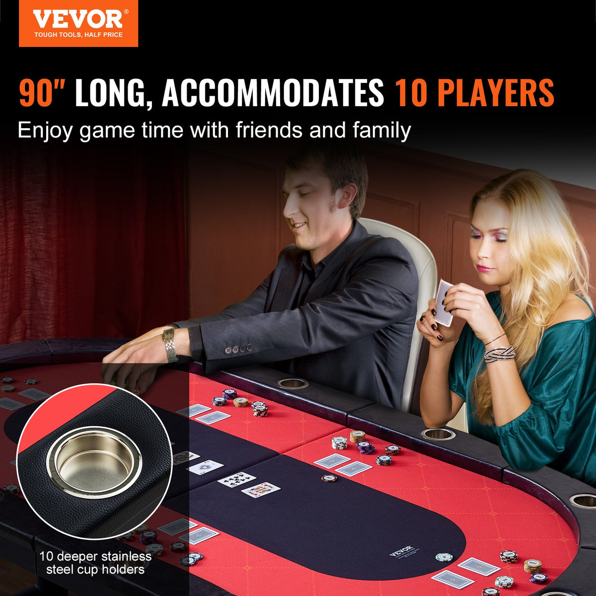 VEVOR Folding Poker Table Top - Select Your Configuration - DZDTZDPKPZ10ERDQTV0 - view 2